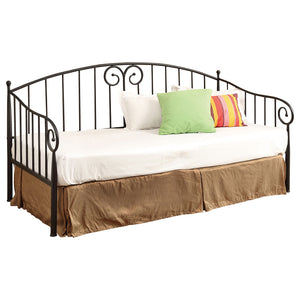 English Elm Marena Black Twin Metal Daybed with Elegant Scrollwork Sloped Rails — Classic, Durable, Stylish Comfort B062P340740