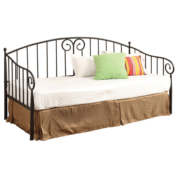 English Elm Marena Black Twin Metal Daybed with Elegant Scrollwork Sloped Rails — Classic, Durable, Stylish Comfort B062P340740