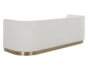 Sunpan Larron Sofa - Elegant Rhea Light Barley with Gold Stainless Steel Accents for Indoor & Outdoor Use