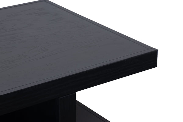 English Elm Laurel Canyon 49in Coffee Table — Solid Oak Craftsmanship, Spacious Top & Open Shelving, Preassembled Black B108P292269