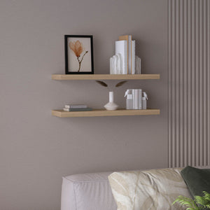 English Elm Ecco Floating Shelves Set of 2 — 31.5" Wall-Mounted Matte Particle Board Shelves with Hidden Brackets and Sturdy Support Beige 32 L x 11 W x 4 H B070P242435