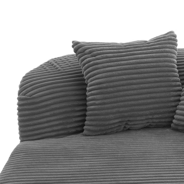 English Elm Modern Chaise Lounge Sofa oversized corduroy chaise with high-density foam, spring support & pillows Gray N719P329129E