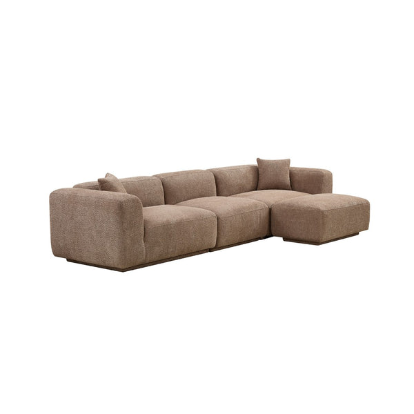 English Elm Modern Minimalist Polyester Sectional Sofa with Ottoman for Open Concept Living Spaces Camel W2085S00098