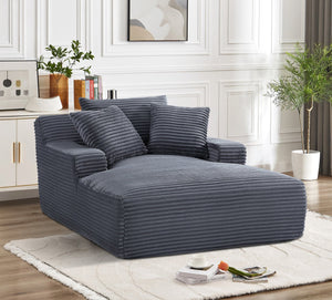 English Elm Cloudline Oversized Chaise Lounge Chair with Soft Corduroy Full Foam Cushioning, No Assembly Required Grey B2735P271453