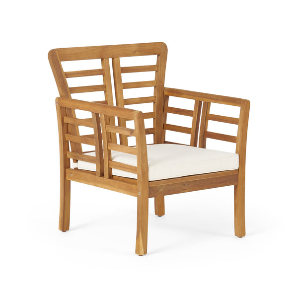 English Elm Christopher Knight Home® - CAYDON Brown Acacia 2 Club Chairs & Table Set – Weather-Resistant Slat Design, Modern Curved Frames 56817.00SET