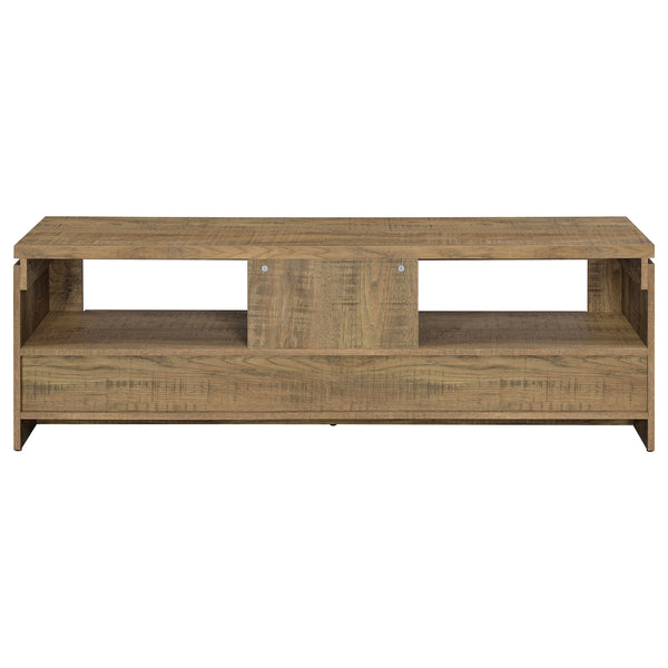 English Elm Tesoro Mango 2-Drawers TV Stand with Open Shelf, Rustic Engineered Wood, Black Pulls, Cord Management B062P376001