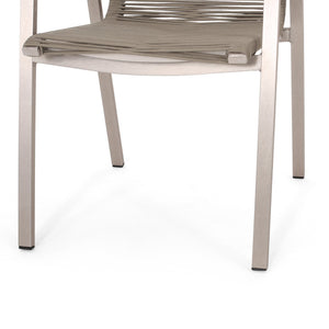 English Elm Christopher Knight Home® - Outdoor Aluminum Dining Chair with Handwoven Rope Seat, Sleek Weather-Resistant Patio Seating Set taupe 64679.00SIL