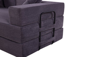 English Elm Sleeper Convertible Futon Sofa Bed with Corduroy Fabric, Ergonomic Foam Support and Space-Saving Design Gray W1708P355152