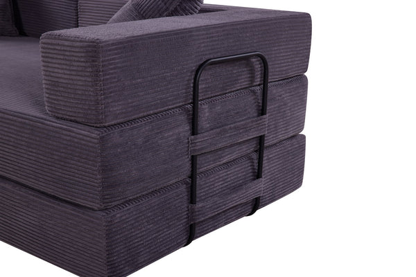 English Elm Sleeper Convertible Futon Sofa Bed with Corduroy Fabric, Ergonomic Foam Support and Space-Saving Design Gray W1708P355152