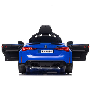English Elm Bmw M4 Licensed Kids Ride on Car with Parental Remote Dual Motors and Led Lights Blue W1578P214204