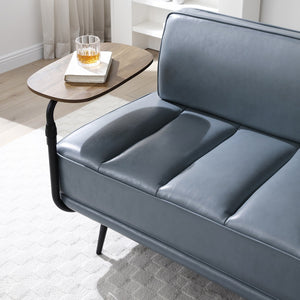 English Elm 55"Inch Modern End of Bed Bench with PU Leather, High-Resilient Foam, Rotating Tray & Metal Legs for Entryway Grey W2677P368206