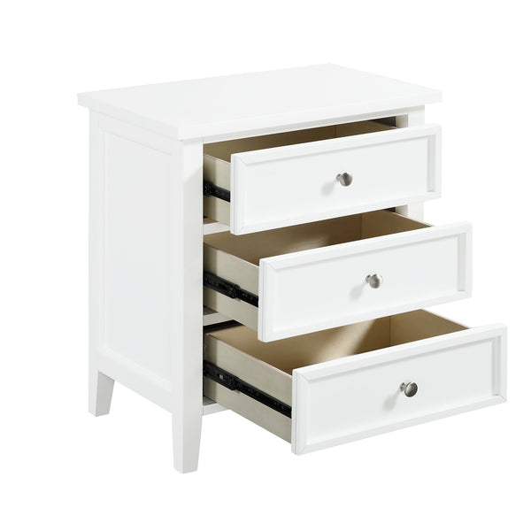 English Elm Luca 3-Drawer Nightstand with Dovetail Drawers and Metal Glides, Tapered Legs, No Assembly Required White B050P376948