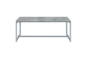English Elm Jurgen Industrial 3PC Faux Concrete Top Coffee & End Table Set with Silver Metal Sled Base, 47" B2726P407629