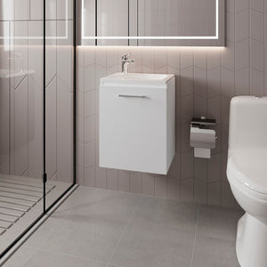 English Elm Summit Floating Wall Mount Vanity Cabinet Matte Finish Modern Bathroom Storage White B092P439898