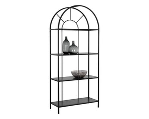 Sunpan Alcove Bookcase - Elegant Arched Design with Four Shelves, Crafted from Durable Steel Frame, Unique Style Black