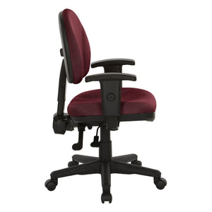 OSP Home Furnishings Sculptured Ergonomic Office Chair with Lumbar Support and Greenguard Certified Padding Wine 8180-298