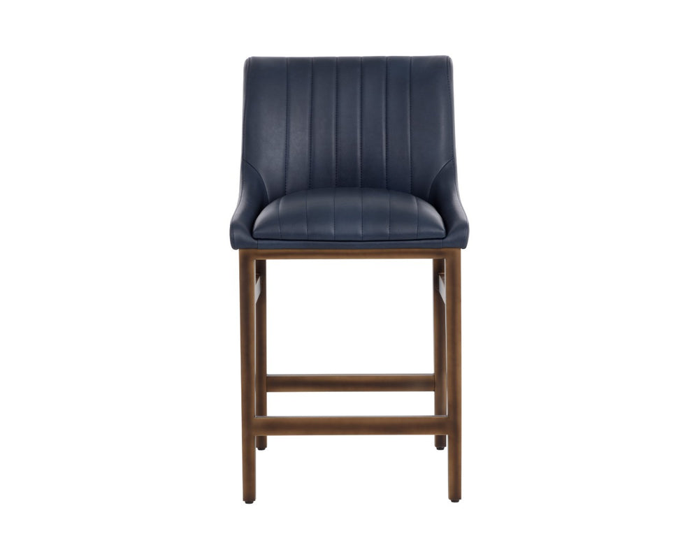Sunpan HALDEN Modern Counter Stool with Bravo Admiral Faux Leather, Rustic Bronze Frame - Stylish & Durable 112253