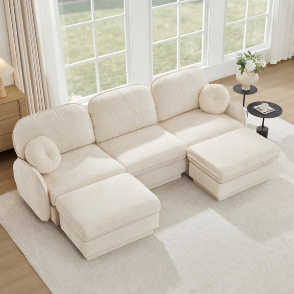 English Elm 105" Chenille Cloud Sofa Deep Seat Three Seater with Quilted Back for Living Room W714S01752