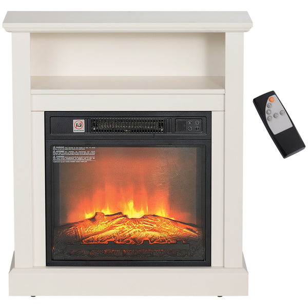 English Elm Homcom 27" Electric Fireplace With Realistic 3D Flame, Remote Control, Stylish Mantel, And Heater W2225P249855