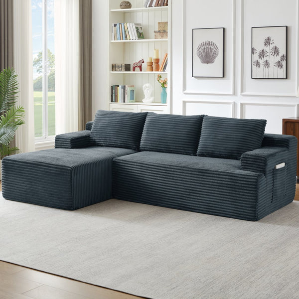 English Elm L-Shaped Modular Cloud Sectional Sofa – Deep Seat, No Assembly, Durable Corduroy, Perfect For Homes W2339P409428