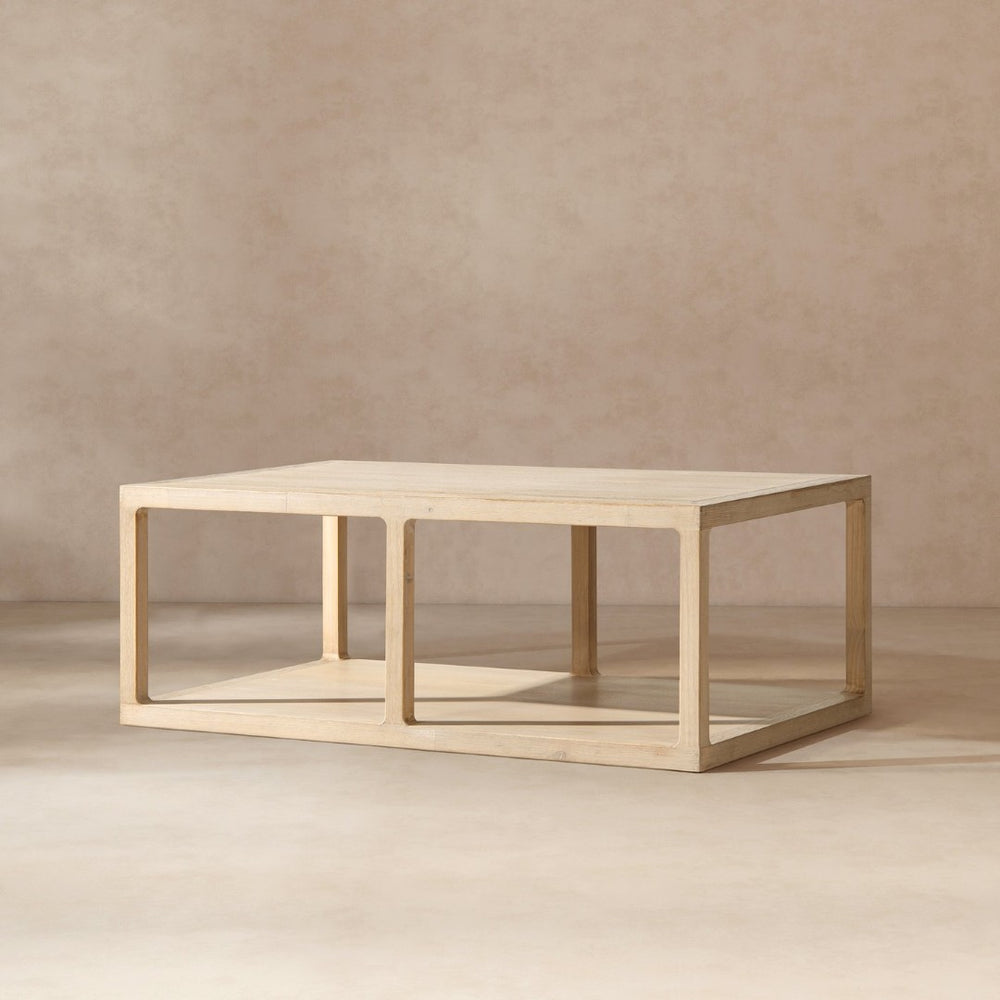 English Elm Ellis Reclaimed Pine Open Frame Coffee Table with Lower Shelf for Living Rooms B2719P485502