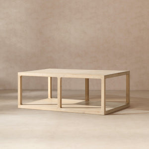 English Elm Ellis Reclaimed Pine Open Frame Coffee Table with Lower Shelf for Living Rooms B2719P485502