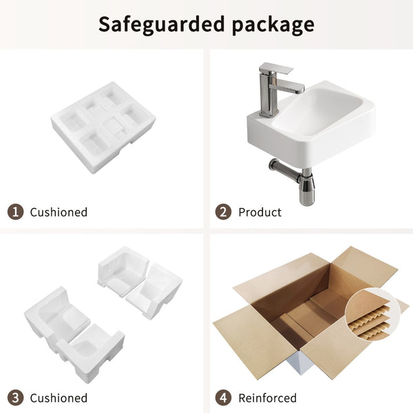 English Elm Floating Wall Mounted Ceramic Bathroom Sink Compact Rectangle White Porcelain Vanity W3402P362411