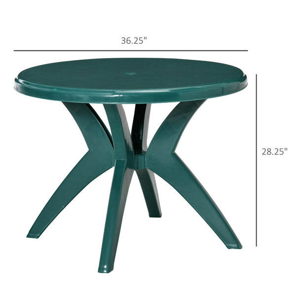 English Elm Outsunny 36.25" Round Green Bistro Table With Umbrella Hole - Ideal For Patios, Gardens & Poolside Fun! W2225P174358-GIGA