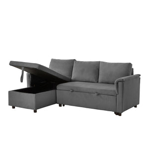 English Elm Loveseat Sectional Sleeper Sofa with Corduroy Tufted Upholstery Storage Chaise Reclining W2186S00012
