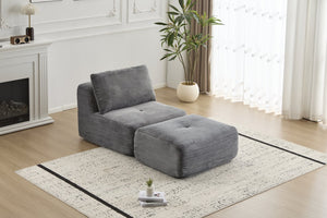 English Elm Modern Modular Memory Foam Sofa - Pet-Friendly, Stylish Chaise Longue With Movable Ottoman In Grey W3723P346962