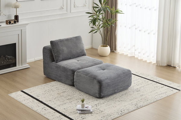 English Elm Modern Modular Memory Foam Sofa - Pet-Friendly, Stylish Chaise Longue With Movable Ottoman In Grey W3723P346962