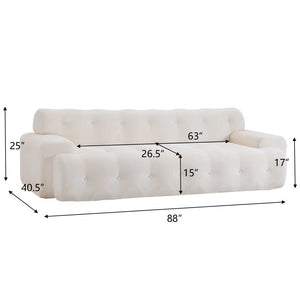 English Elm Christopher Knight Home® - 88 Cloud 3-Seater Chenille Sofa with Button Tufting, High-Density Foam Comfort, No-Assembly Modern Lounge White N773P342186W