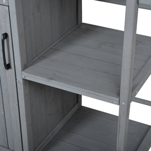 English Elm Foldable Outdoor Kitchen Cart with Stainless Worktop Fir Wood Frame and Lockable Wheels Grey N719P380278E
