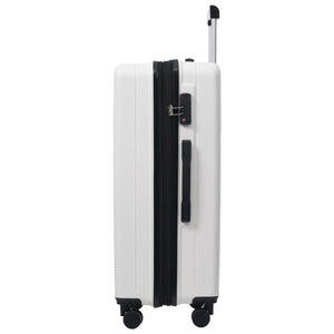 English Elm Luggage 5 Piece Hardside Abs Set with Front Access Carry on and Tsa Spinner Wheels White N732P391579K