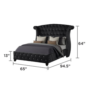 English Elm Sophia Queen Bed with Crystal Tufted Wood Frame in Black — Glam Modern Bedroom Set Options (CA) B009S01847