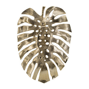 English Elm Linzo Monstera Leaf Sculptural Gold Wall Art Aluminum Botanical Glam Accent Piece B056P416845
