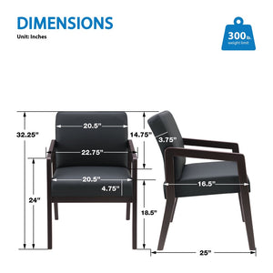 OSP Home Furnishings Wood Guest Chair with Cherry Finish Frame and Memory Foam Seat for Executive Offices Espresso WD588-U6