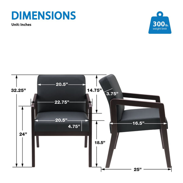 OSP Home Furnishings Wood Guest Chair with Cherry Finish Frame and Memory Foam Seat for Executive Offices Espresso WD588-U6