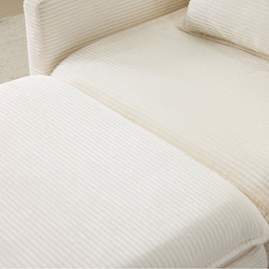 English Elm 54" Plush Cloud Sofa Modular Single with Ottoman, Beige Corduroy, High-Resilience Foam, Space-Saving Comfort W1829P324892