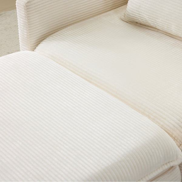 English Elm 54" Plush Cloud Sofa Modular Single with Ottoman, Beige Corduroy, High-Resilience Foam, Space-Saving Comfort W1829P324892