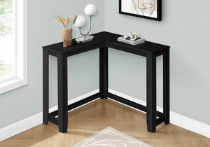 English Elm Accent Corner Console Table with Two-Tier Storage for Entryway, Hallway, Living Room, Modern Craftsmanship Black 39 L x 15 W x 6 H B2710P219389