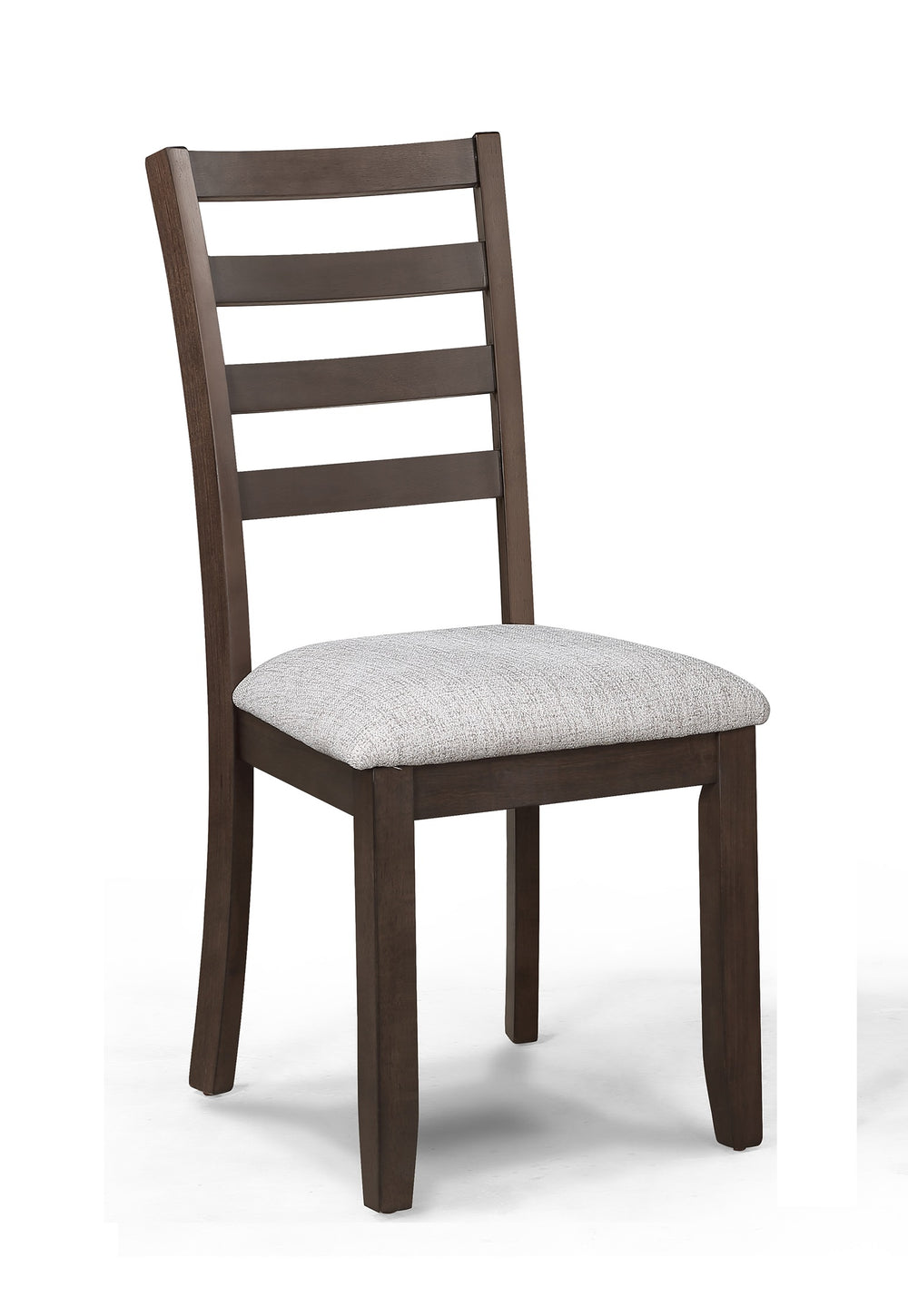English Elm 2pc Ladder-Back Dining Chairs Rich Wood Finish with Padded Neutral Fabric Seats Comfortable Style B011P315733