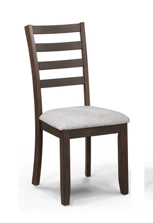 English Elm 2pc Ladder-Back Dining Chairs Rich Wood Finish with Padded Neutral Fabric Seats Comfortable Style B011P315733
