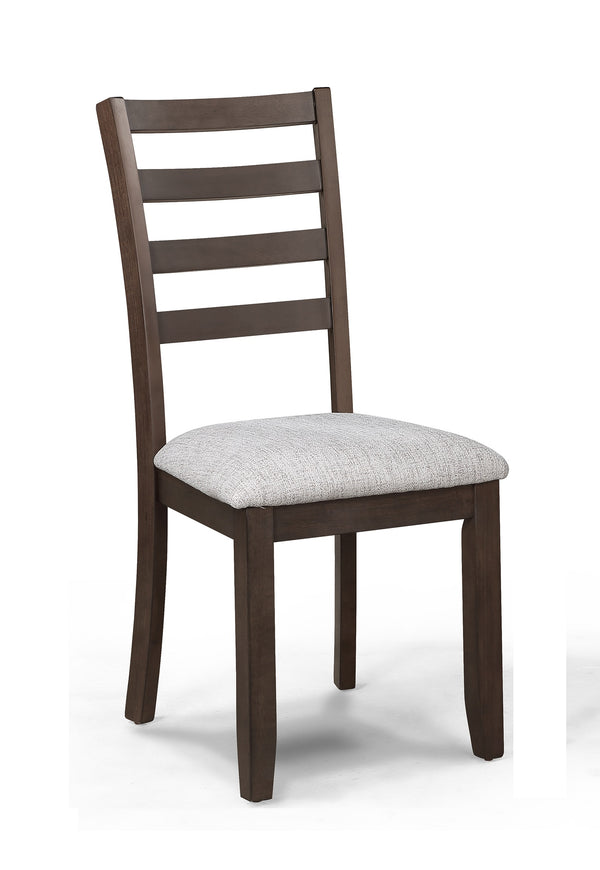 English Elm 2pc Ladder-Back Dining Chairs Rich Wood Finish with Padded Neutral Fabric Seats Comfortable Style B011P315733