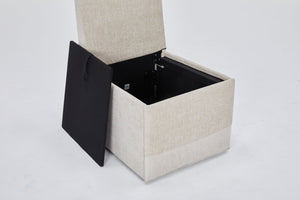 English Elm Linen Armless Dining Chair with Casters and Hidden Seat Storage, Smooth Mobility & Versatile Use Beige W2069P288877