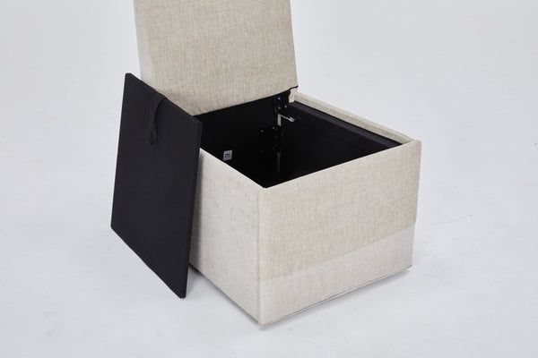 English Elm Linen Armless Dining Chair with Casters and Hidden Seat Storage, Smooth Mobility & Versatile Use Beige W2069P288877