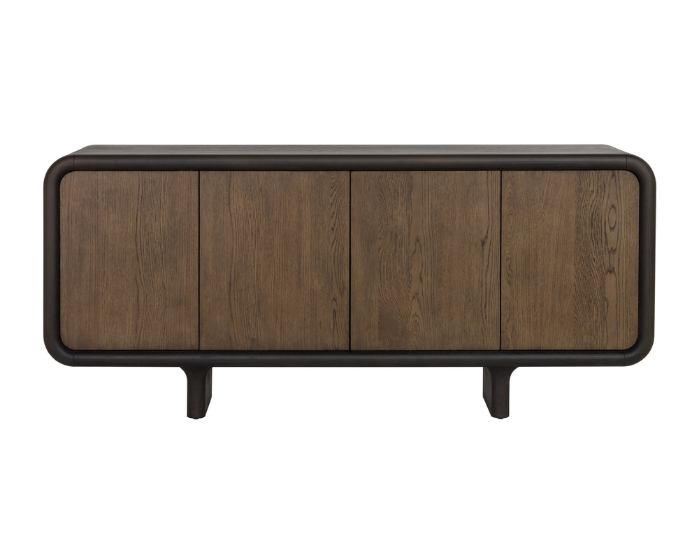 Sunpan Pascoe Sideboard - Elegant Oak Wood Design With Rounded Silhouette & Ample Storage For Your Home Brown Wood 112036