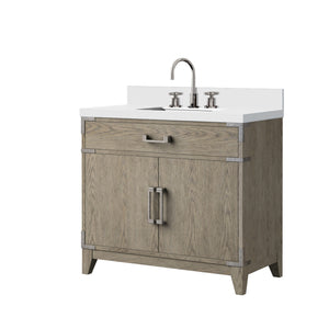 English Elm Grey Oak Single Bath Vanity With Cultured Marble Top & Chrome Faucet - Stylish Storage Solution! B2731P259798