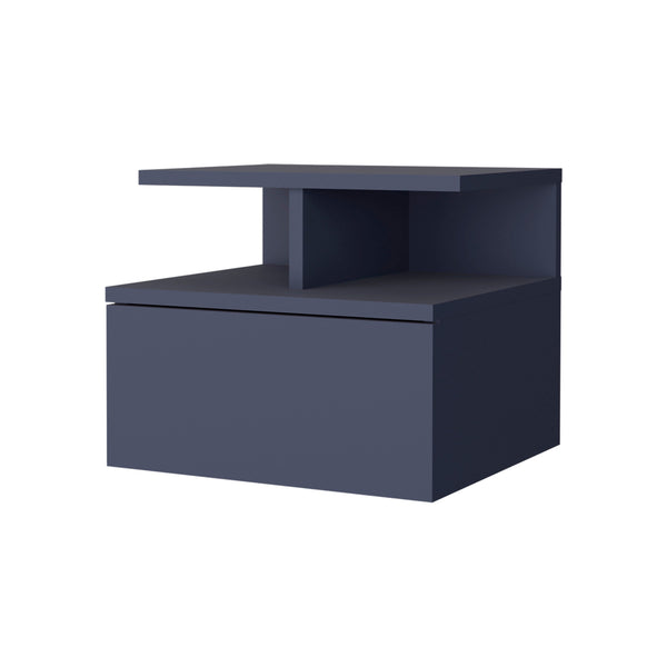 English Elm Kronos Blue Floating Nightstand With Drawer & Shelf - Modern Space-Saving Design For Any Room B062P389902