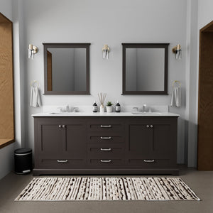 English Elm Espresso 80 in Double Bath Vanity with White Quartz Top, Solid Wood, Soft-Close Drawers, Storage B2731P258286